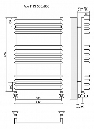 Арт П13 500х800 Полотенцесушитель  TERMINUS  Артем - фото 3