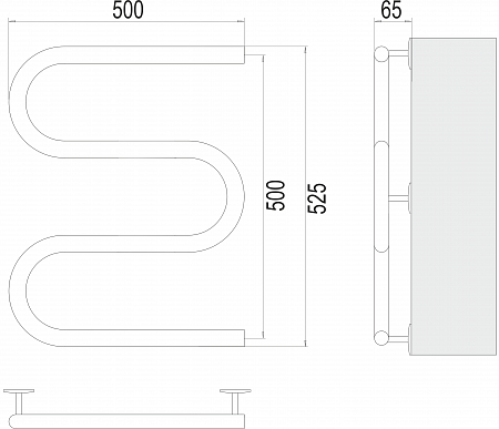Электро 25 М-обр 500х500 Полотенцесушитель  TERMINUS Артем - фото 3