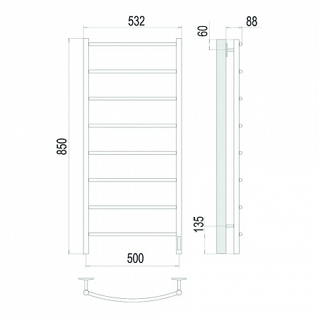 Классик П8 500х850 Электро Полотенцесушитель TERMINUS Сатин Артем - фото 4