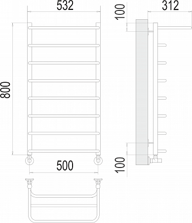 Полка П8 500х800  Полотенцесушитель  TERMINUS Артем - фото 3