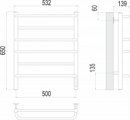 Евромикс П6 500х650 Электро (quick touch) Полотенцесушитель  TERMINUS Артем - фото 3