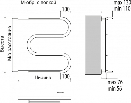 М-обр с/п AISI 32х2 500х400 Полотенцесушитель  TERMINUS Артем - фото 3