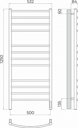Классик П12 500х1250 Электро (quick touch) Полотенцесушитель TERMINUS Артем - фото 3