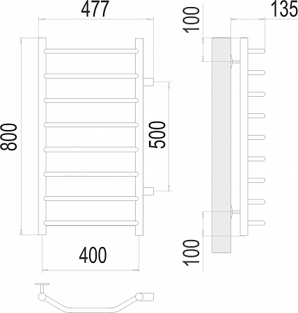 Виктория П8 400х800 бп500 Полотенцесушитель  TERMINUS Артем - фото 3