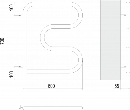 Электро 25 F-обр 600х600 поворотный Полотенцесушитель TERMINUS Артем - фото 3