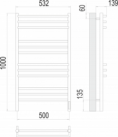 Прато П12 500х1000 электро (sensor quick touch) Полотенцесушитель  TERMINUS Артем - фото 3