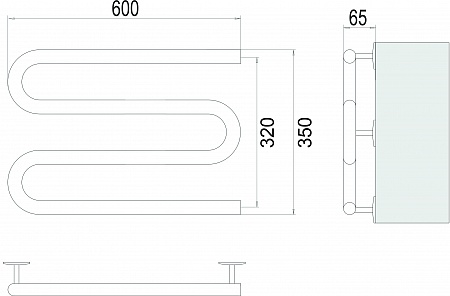 Электро 25 М-обр 600х350 Полотенцесушитель  TERMINUS Артем - фото 3