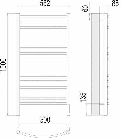 Классик П12 500х1000 электро (sensor quick touch)  Полотенцесушитель TERMINUS Артем - фото 3