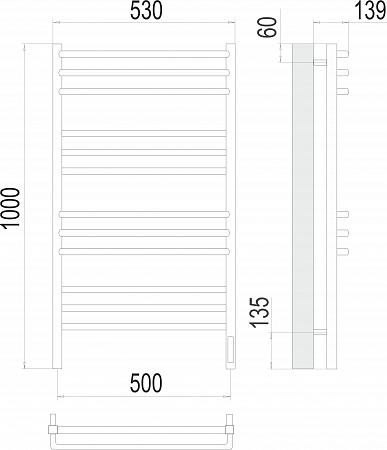 Соренто П12 500х1000 электро (sensor quick touch) Полотенцесушитель  TERMINUS Артем - фото 3