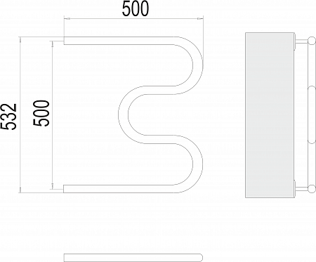М-обр AISI 32х2 500х500 Полотенцесушитель  TERMINUS Артем - фото 3