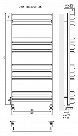 Арт П18 500х1200 Полотенцесушитель  TERMINUS Артем - фото 3