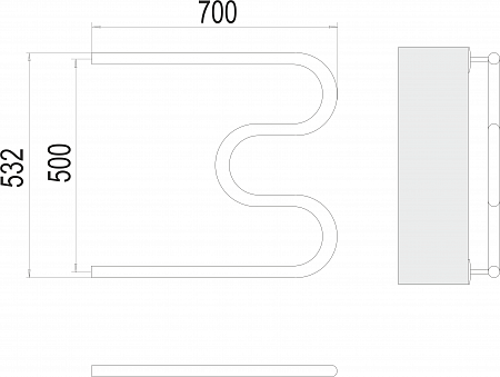 М-обр AISI 32х2 500х700 Полотенцесушитель  TERMINUS Артем - фото 3