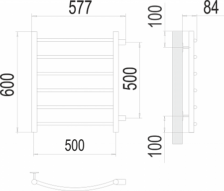 Классик П6 500х600 бп500 Полотенцесушитель  TERMINUS Артем - фото 3