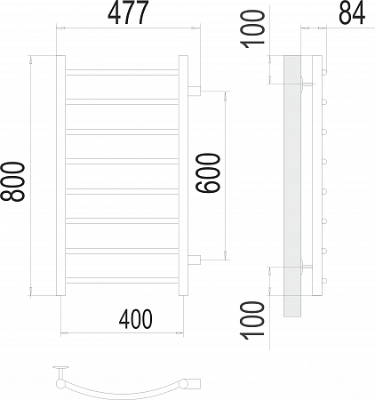 Классик П8 400х800 бп600 Полотенцесушитель  TERMINUS Артем - фото 3