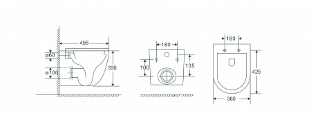 Подвесной унитаз безободковый Terminus Аврора Монолит 495х360 белый Артем - фото 3