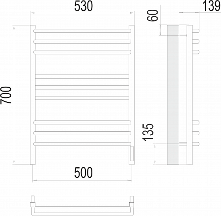 Соренто П9 500х700 электро (sensor quick touch) Полотенцесушитель  TERMINUS Артем - фото 3