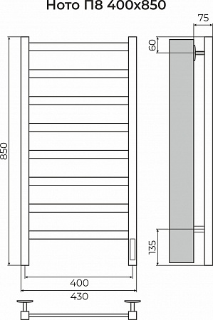 Ното П8 400х850 Электро (quick touch) Полотенцесушитель TERMINUS Артем - фото 3