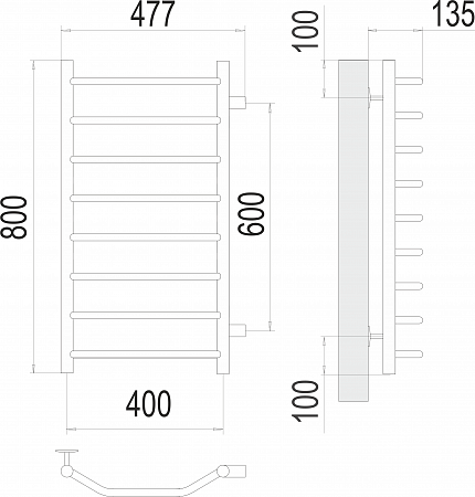 Виктория П8 400х800 бп600 Полотенцесушитель  TERMINUS Артем - фото 3