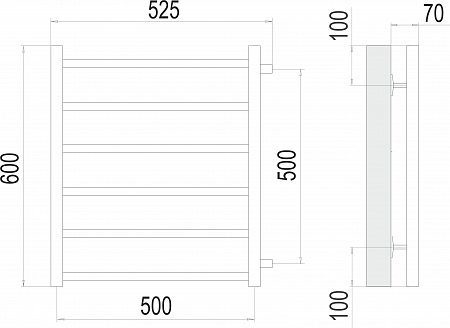 Вега П6 500х600 бп500 Полотенцесушитель  TERMINUS Артем - фото 3