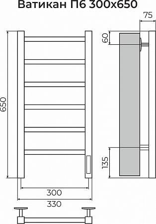 Ватикан П6 300х650 Электро (quick touch) Полотенцесушитель TERMINUS Артем - фото 3