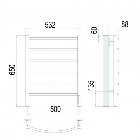Классик П6 500х650 Электро Полотенцесушитель TERMINUS Сатин Артем - фото 4