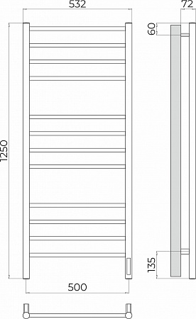 Аврора П12 500х1250 Электро (quick touch) Полотенцесушитель TERMINUS Артем - фото 3