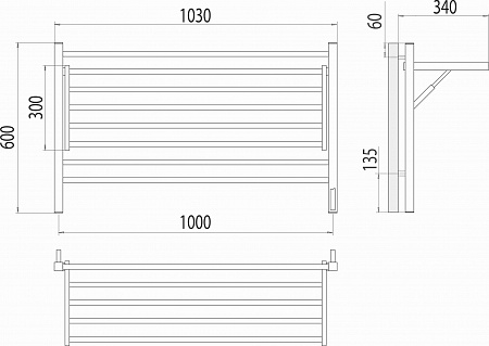 Горизонт П8 1000х600 электро КС ЧЕРНЫЙ МУАР (sensor quick touch) Полотенцесушитель TERMINUS Артем - фото 5