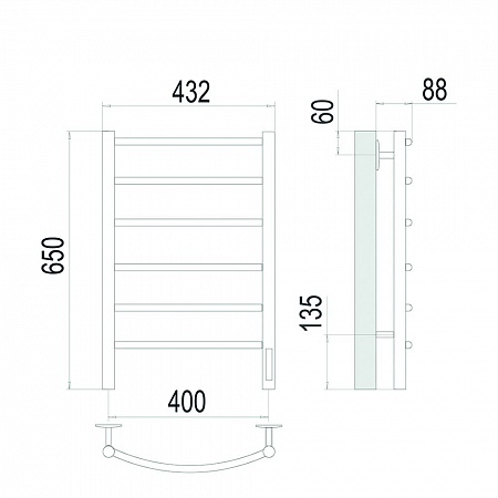 Классик П6 400х650 Электро Полотенцесушитель TERMINUS Сатин Артем - фото 4